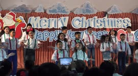 School children Christmas concert performance.