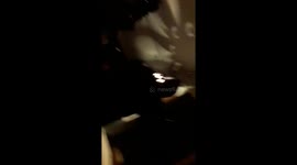 Drunk man throws a Christmas tree through the window in restauration
