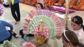 Money offerings at Thai temple