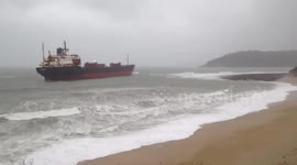 Russian cargo ship runs aground off Cornwall coast