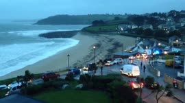 Cargo ship run aground at Gyllyngvase Beach
