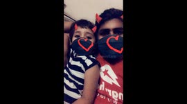 Cute baby playing with filters