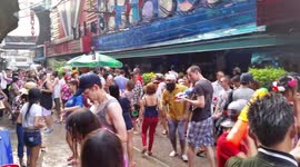 Water splashing festival to celebrate the Thai New Year.