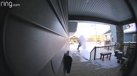 Canadian man painfully falls putting up Christmas lights when his ladder slips