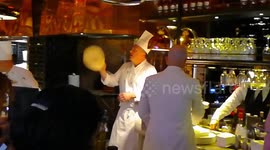 Opera singing chef cooks pizza in London