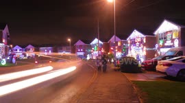 Time lapse of visitors to Britain's brightest Christmas decorated street.