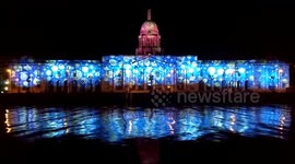 Christmas lighting at the Customs House Dublin.