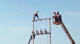 Man climbs transformer and has to be rescued in central India