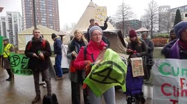 Climate campaigners Extinction Rebellion outside the BBC, Salford