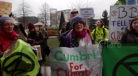 Climate activists Extinction Rebellion campaign outside BBC