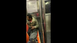 Scary Man Screams at his reflection on NYC Subway