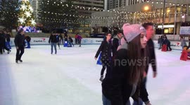 Festive ice skating with kids and couples