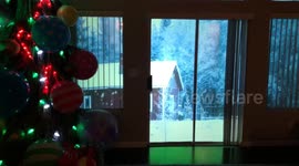 Dad creates winter wonderland in the Las Vegas desert using projectors