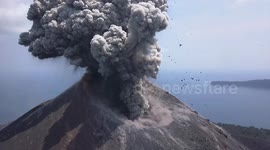 File footage shows Anak Krakatau eruptions at day and night