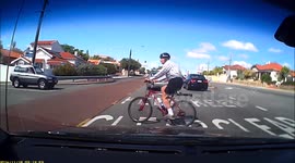 Cyclist's near-hit with a car in Perth, Australia