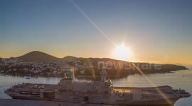 Italian flagship CAVOUR departing Dubrovnik port