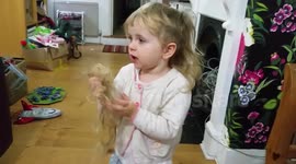 Girl aged two cuts her own hair