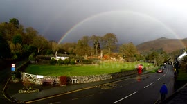 Timelapse of a Beautiful double rainbow forming over Grasmere