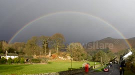 Beautiful rainbow forms over Grasmere