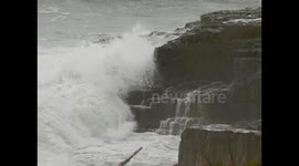 storm batters cliffs on Portland, Dorset, England