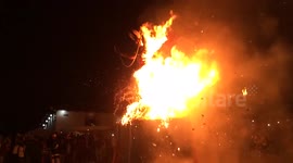 Burning devil effigy at traditional festival in Guatemala