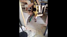 3 years old baby cleaning work place so cute
