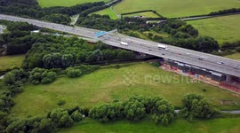 M25 Motorway Cars Drone view