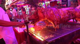 Christmas eve pork barbecue in Bangkok.