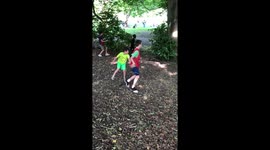 Ouch! Boy thumps into Prospect Park in New York's Brooklyn while playing Capture the Flag game