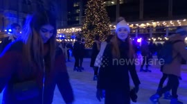 Ice skaters at the Natural History Museum Ice Rink