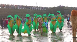 Hundreds take part in annual Boxing Day charity dip in Yorkshire seaside town