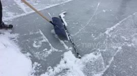 Life hack: how to shovel ice rink