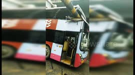 Passenger killed when double-decker bus crashes into height barriers