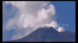 Etna Eruption, Vapour, Birds and the Moon Time Lapse