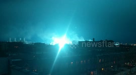 Alien invasion? Neon blue hue shrouds New York City sky after transformer blows up