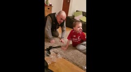 Dad sweeps Lad while he's watching Antman - funny fail prank Dad and Lad