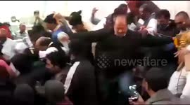 Stage collapses beneath new minister and his supporters in India