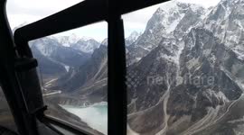 Helicopter flying over mount Everest Region of Nepal