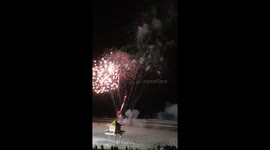 Happy Gold Coast New Year! Celebrating the New Year fireworks for the 8pm early to bed folks from Kurrawa Surf Club, Broadbeach, Queensland, Gold Coast, Australia