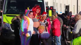 100's brave the cold temperatures of the North Sea as Scarborough's New Years Day Dip takes place.