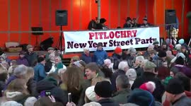 Massive Scottish street Ceilidh to celebrate New Year's day 2019 in Pitlochry, Perthshire, Scotland