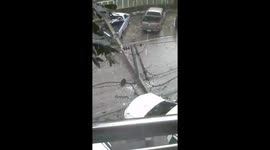 Storm damage in southern Thailand this morning