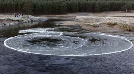 Mesmerising ice circle found spinning on Scottish river