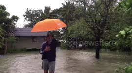 Heavy downpours cause flooding in coastal villages