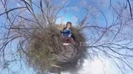 360 Camera Smoke Stack Climb and human flag