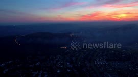 BEAUTIFUL DRONE FOOTAGE OF A SUNSET MOUNTAIN FIRE IN AFRICA 2K