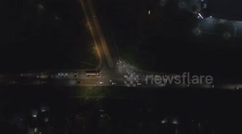 BEAUTIFUL DRONE NIGHT FOOTAGE OF A BUSY INTERSECTION IN AFRICA 4K