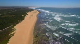 HIGH IN THE SKY DRONE FOOTAGE OF AFRICAN COASTLINE 4K