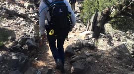 Hiking along trail in Questa, New Mexico