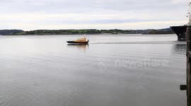 A very large cargo ship, at Cobh, Ireland.